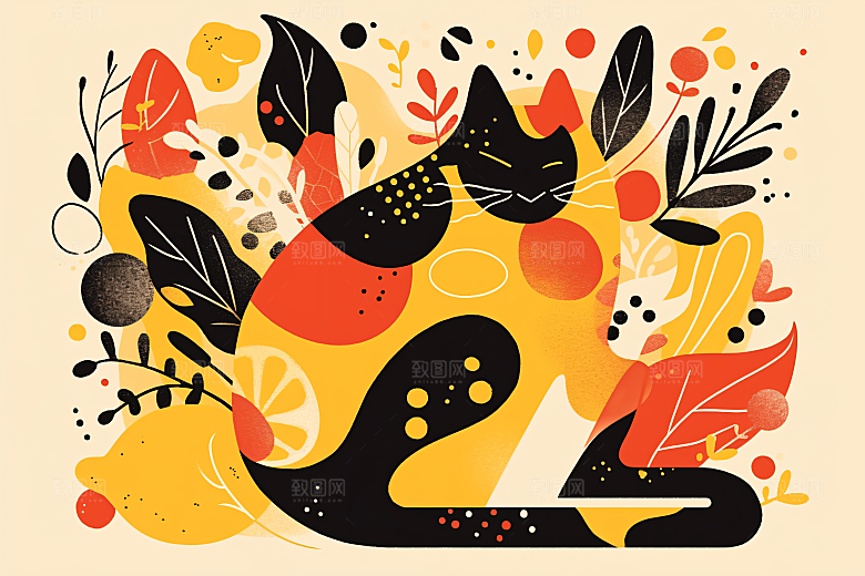 简约宠物高清猫咪狗狗插画