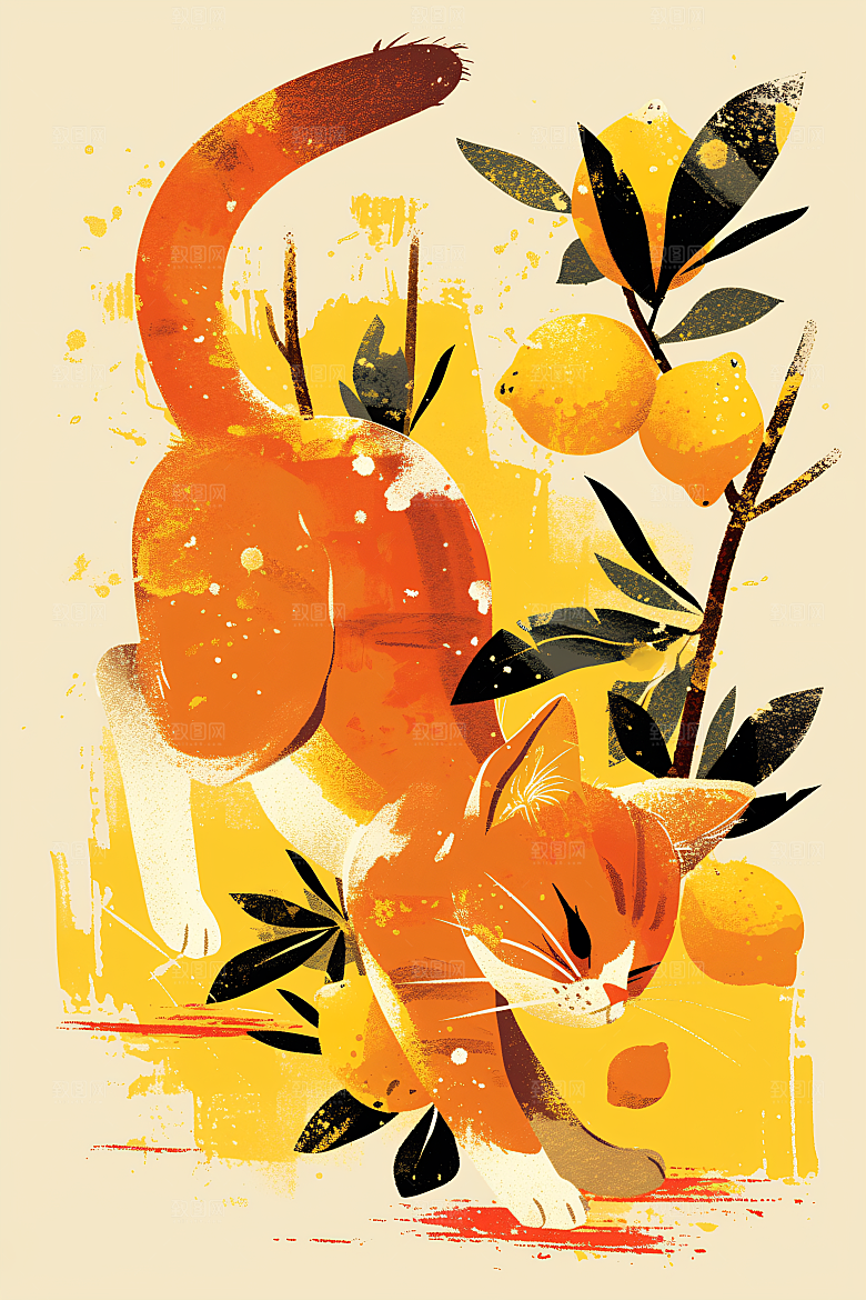 简约宠物唯美绘本风插画
