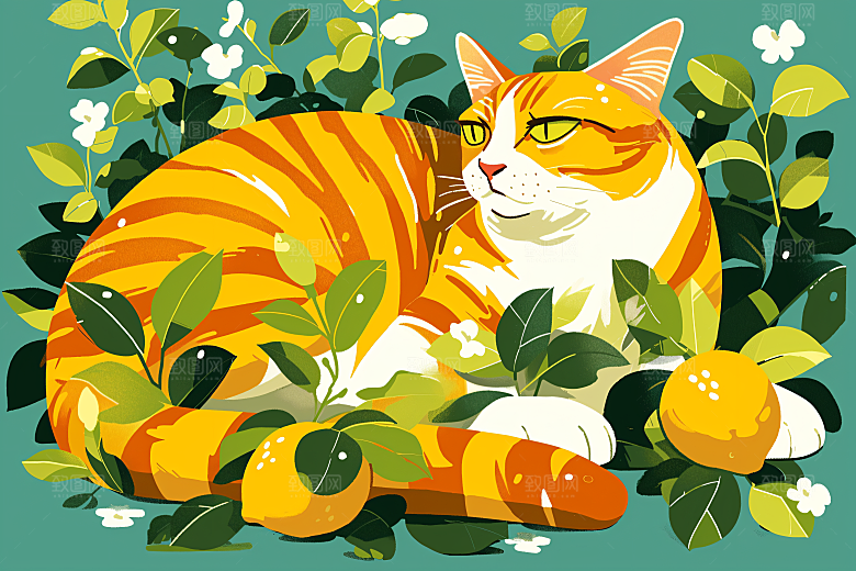 简约宠物彩色猫咪狗狗插画