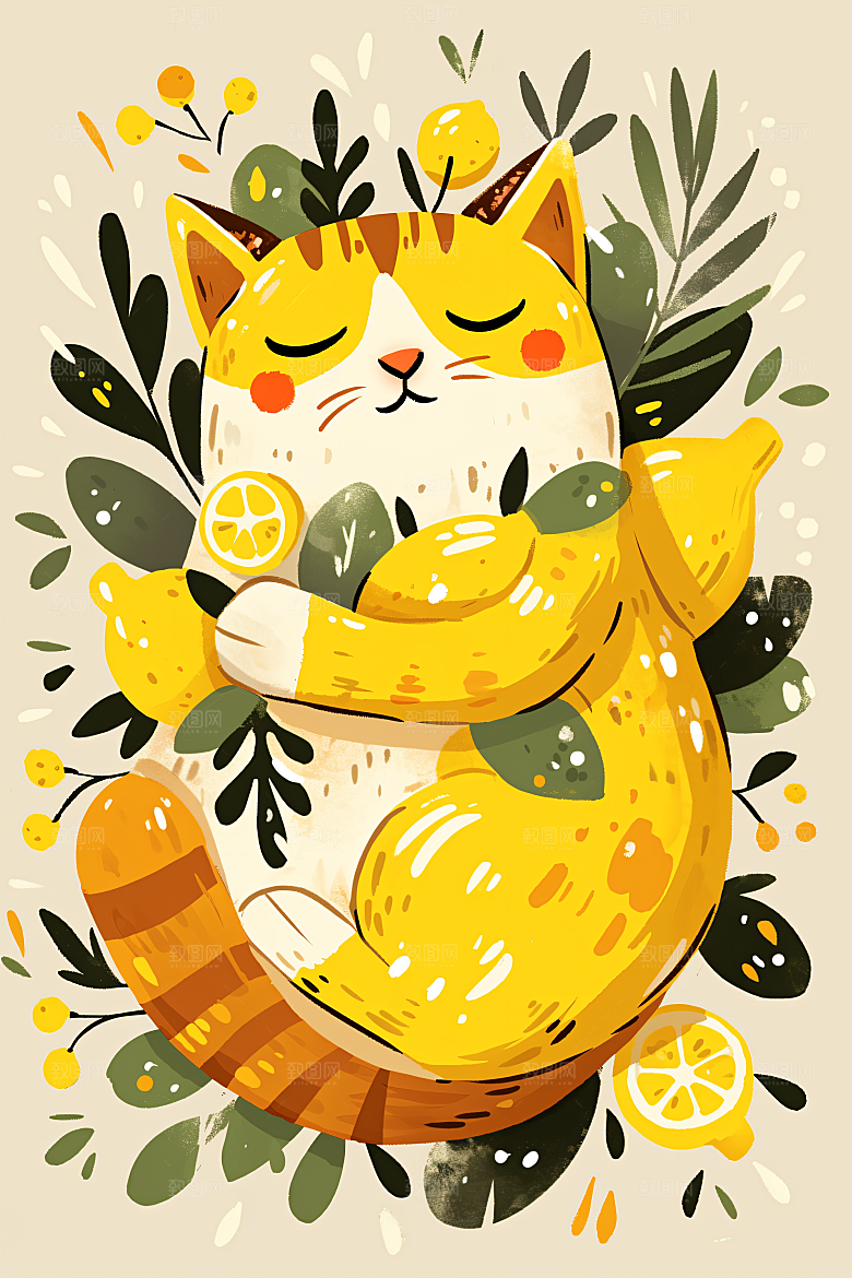 简约宠物唯美猫咪狗狗插画