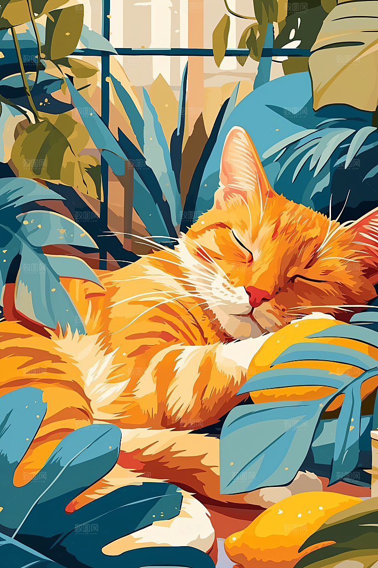 简约宠物猫咪狗狗卡通插画