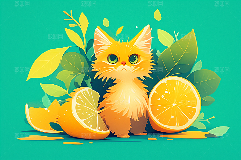 简约宠物手绘自然插画