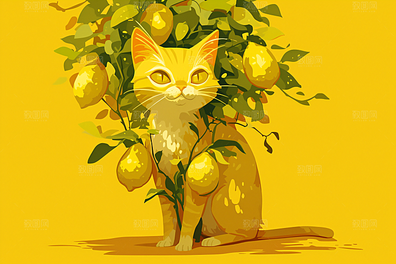 简约宠物猫咪狗狗彩色插画