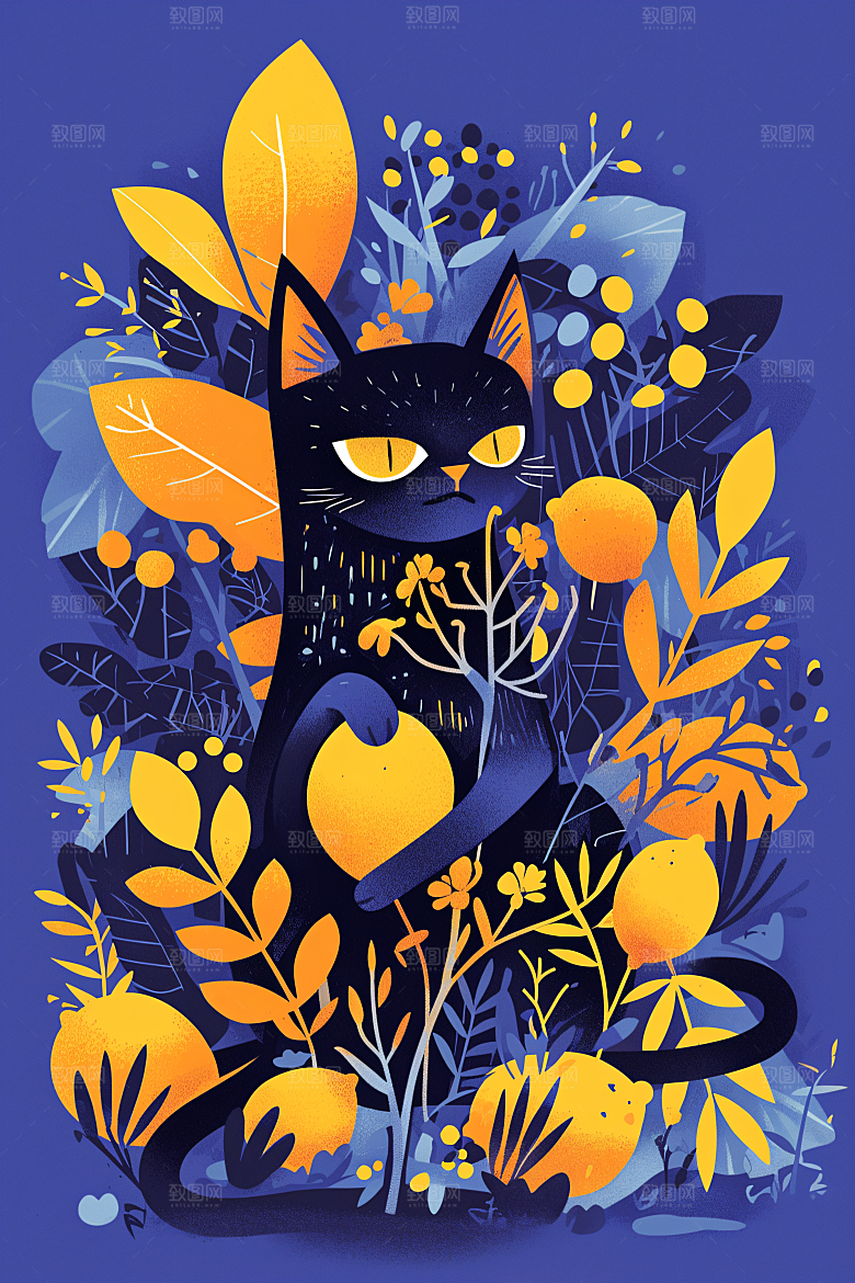 简约宠物猫咪狗狗萌宠插画
