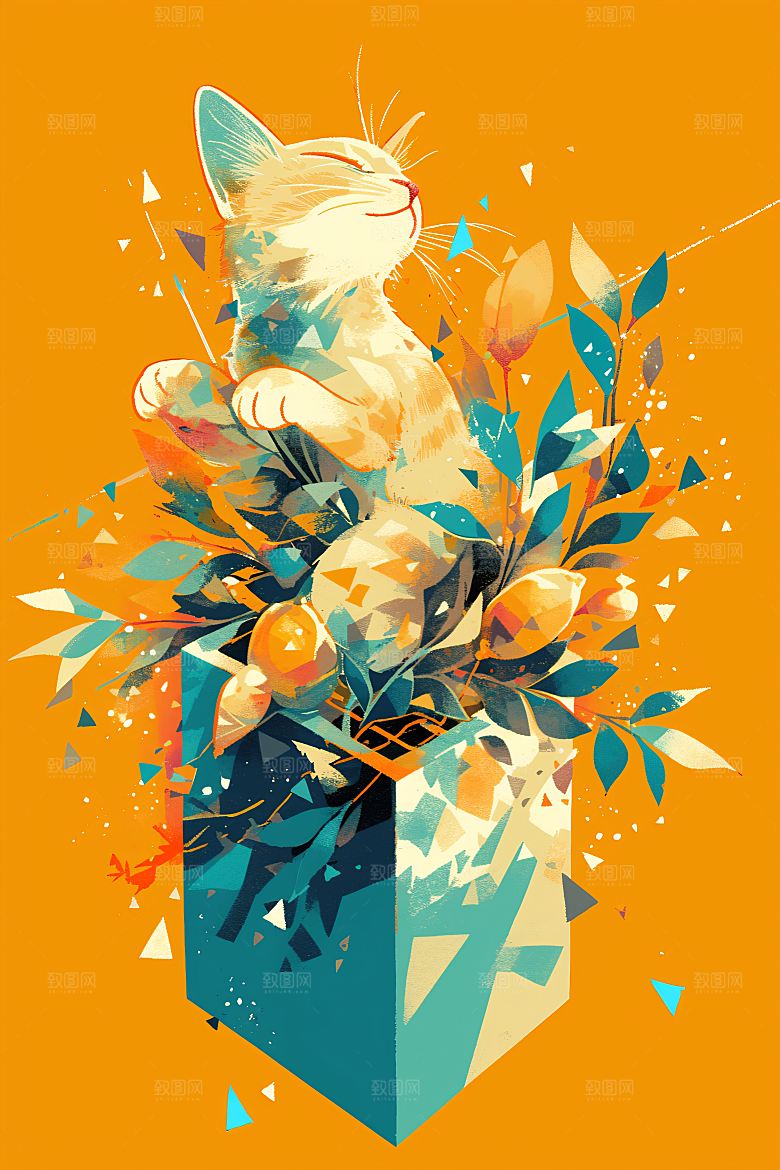 简约宠物猫咪狗狗高清插画