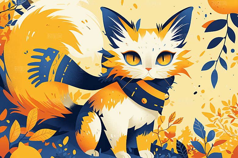 简约宠物可爱猫咪狗狗插画