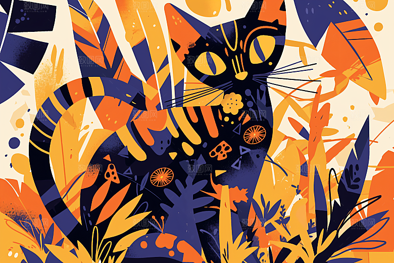 简约宠物萌宠猫咪狗狗插画