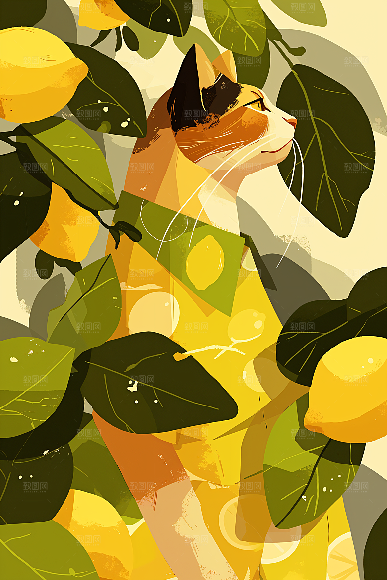 简约宠物手绘猫咪狗狗插画