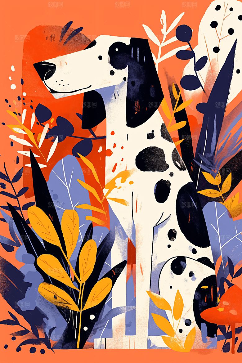 简约宠物自然猫咪狗狗插画