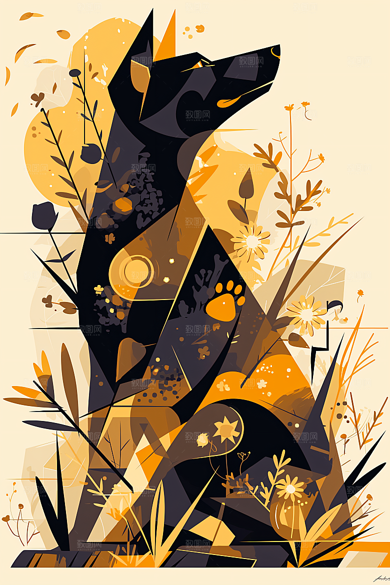 简约宠物可爱猫咪狗狗插画
