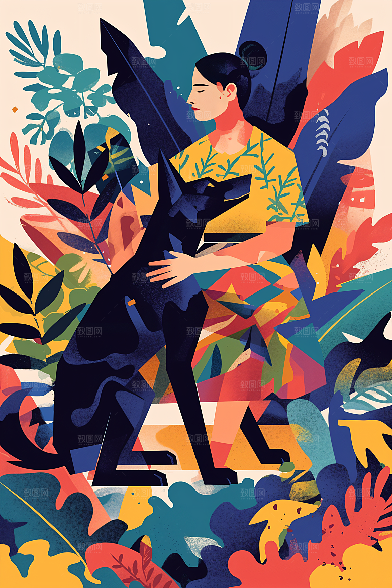 简约宠物绘本风自然插画
