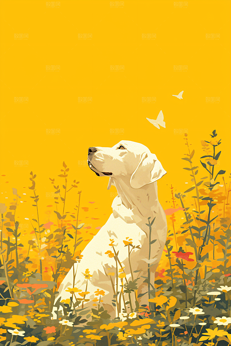 简约宠物绘本风手绘插画