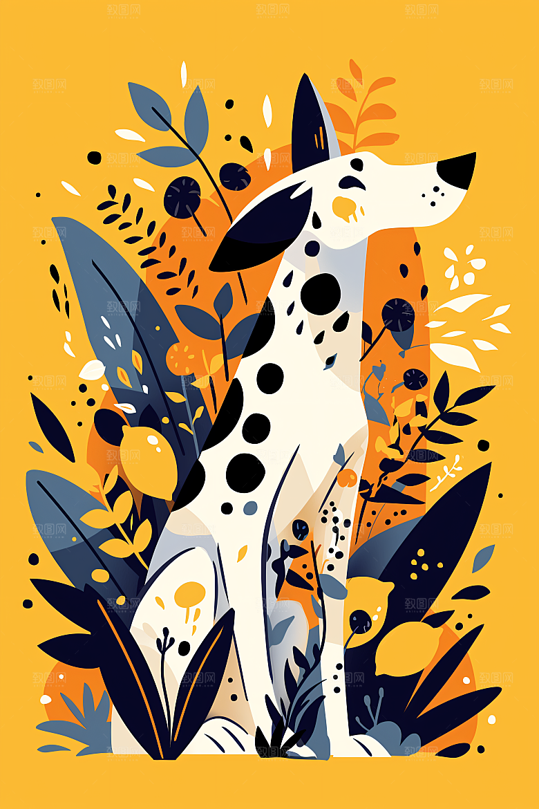 简约宠物清新猫咪狗狗插画