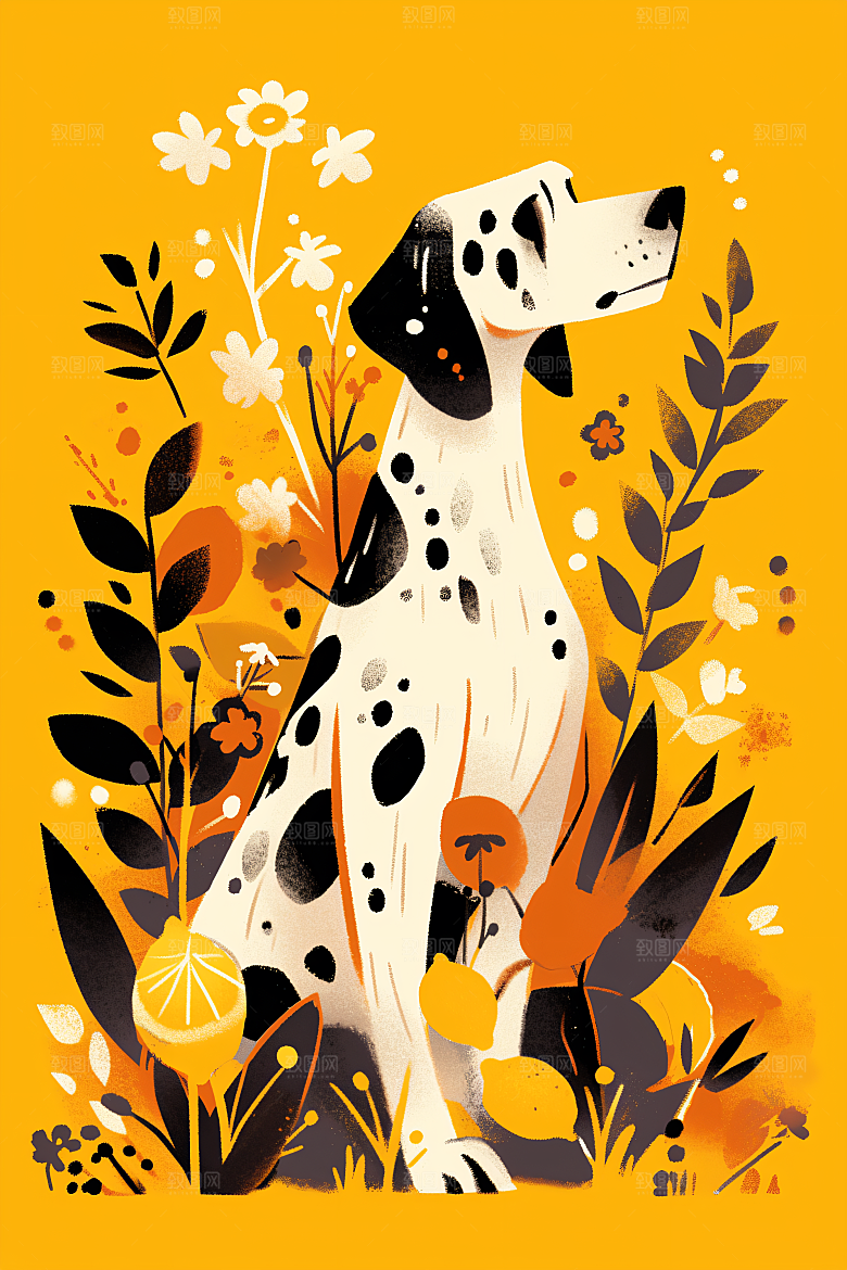 简约宠物自然猫咪狗狗插画