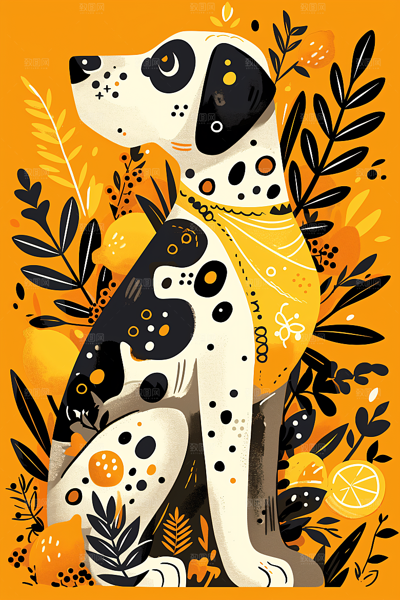 简约宠物猫咪狗狗清新插画