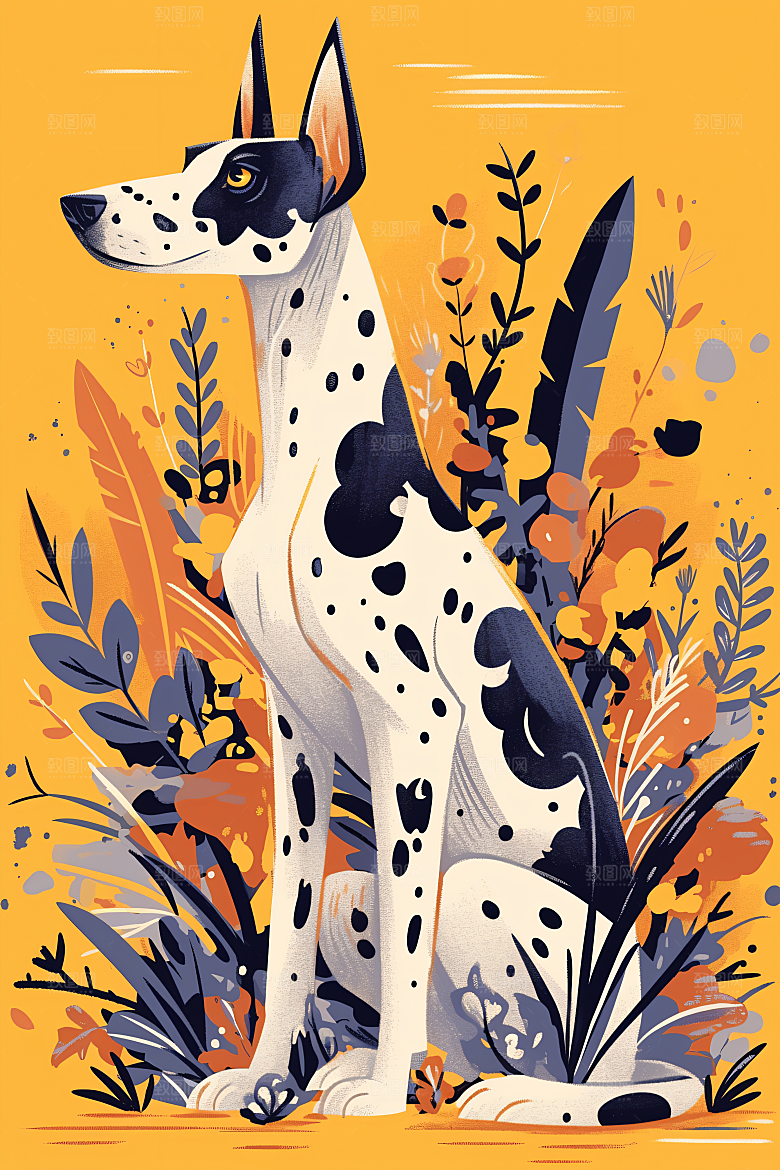 简约宠物绘本风猫咪狗狗插画