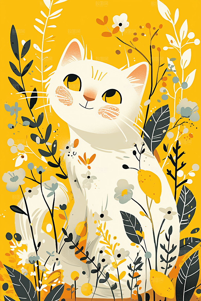 简约宠物萌宠猫咪狗狗插画