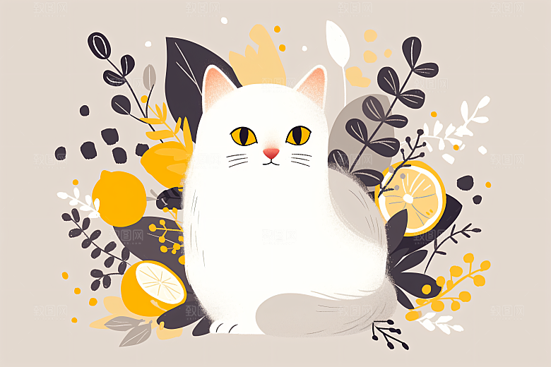 简约宠物猫咪狗狗高清插画