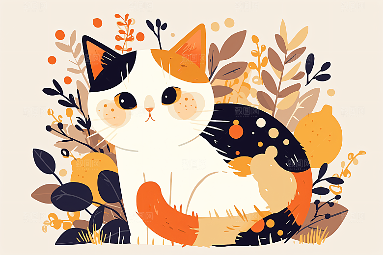简约宠物艺术感猫咪狗狗插画