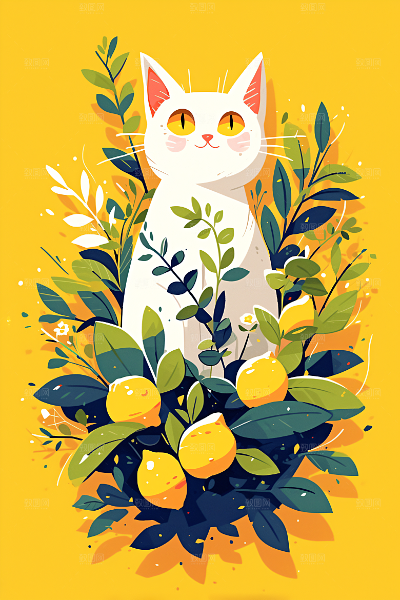 简约宠物绘本风彩色插画