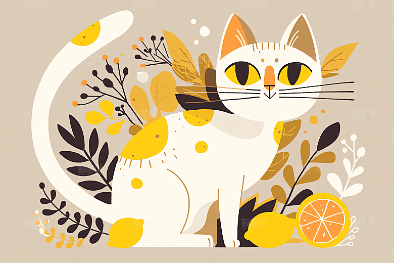 简约宠物猫咪狗狗萌宠插画