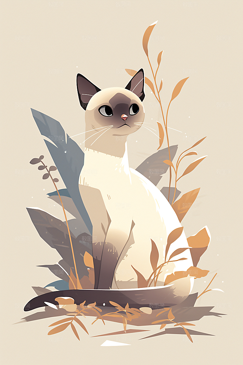 简约宠物猫咪狗狗手绘插画
