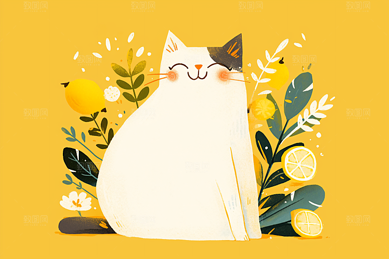 简约宠物猫咪狗狗手绘插画
