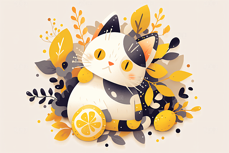 简约宠物自然猫咪狗狗插画