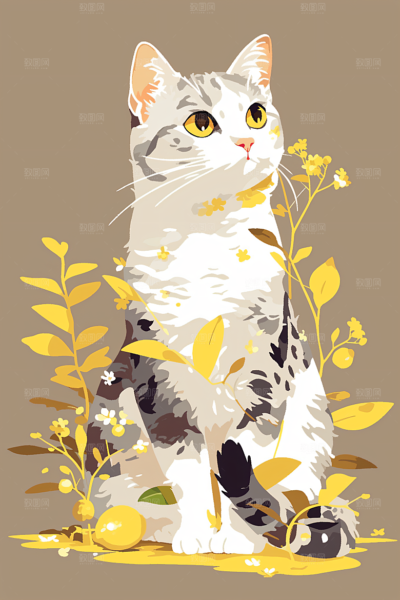 简约宠物唯美清新插画