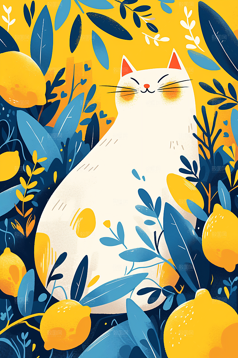 简约宠物彩色猫咪狗狗插画