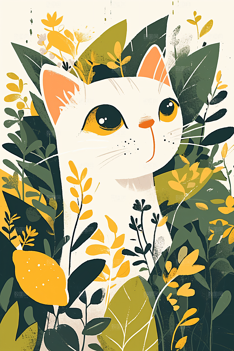 简约宠物绘本风彩色插画
