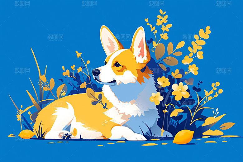 简约宠物艺术感萌宠插画