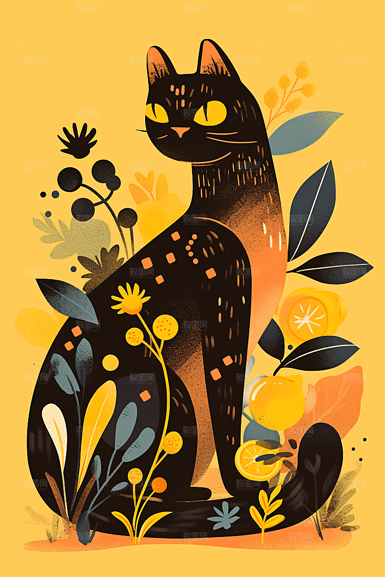 简约宠物高清猫咪狗狗插画