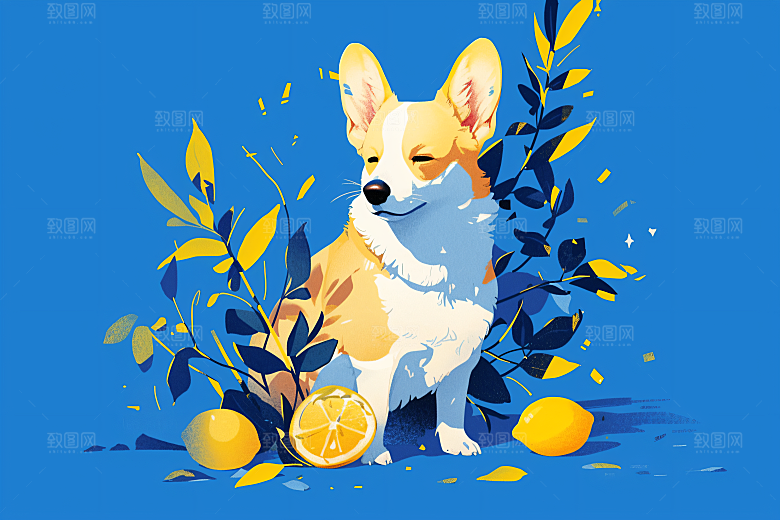 简约宠物手绘猫咪狗狗插画