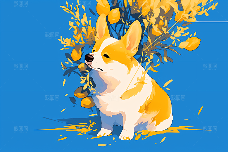 简约宠物萌宠唯美插画