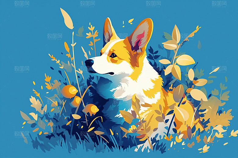 简约宠物自然可爱插画