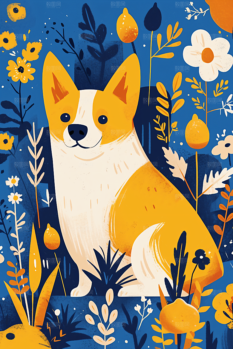 简约宠物可爱猫咪狗狗插画