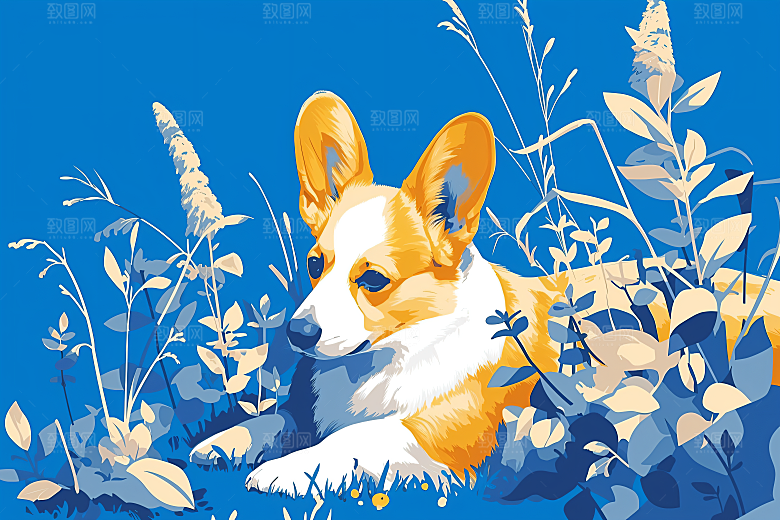 简约宠物自然卡通插画