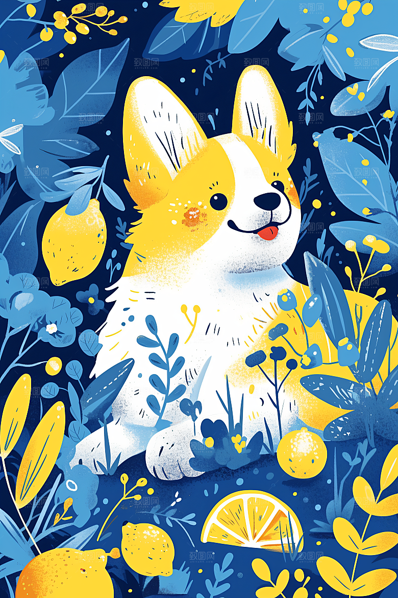简约宠物绘本风猫咪狗狗插画
