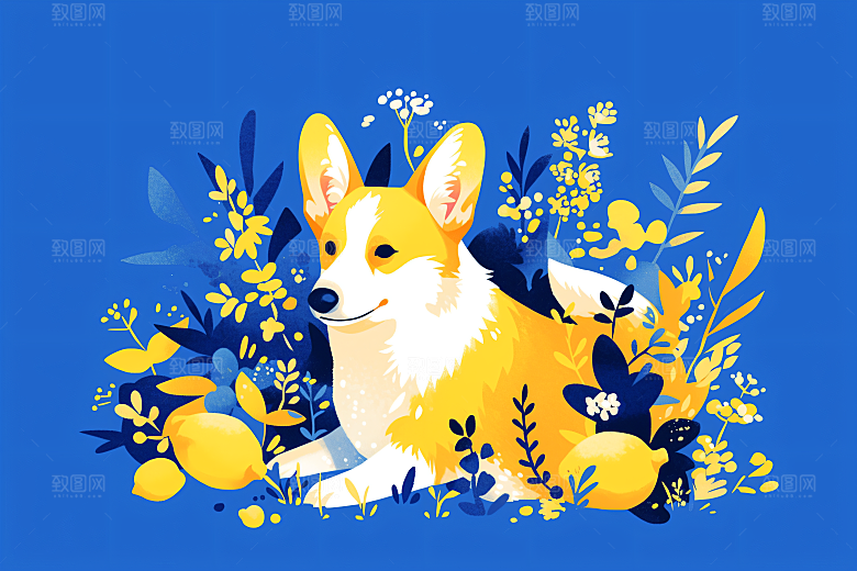 简约宠物艺术感卡通插画