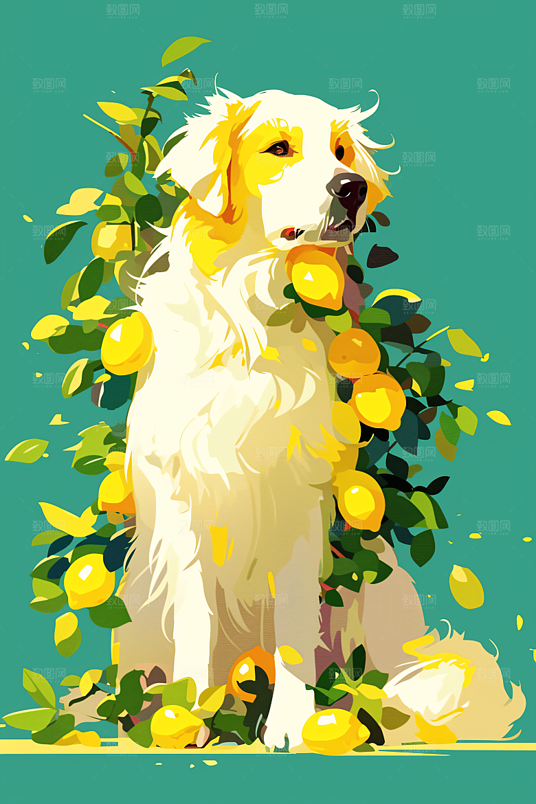 简约宠物手绘卡通插画