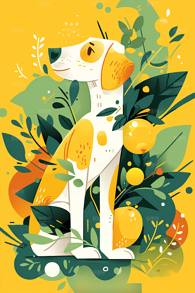 简约宠物绘本风猫咪狗狗插画