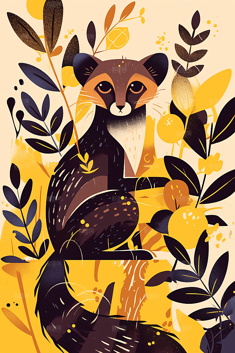 简约宠物卡通猫咪狗狗插画
