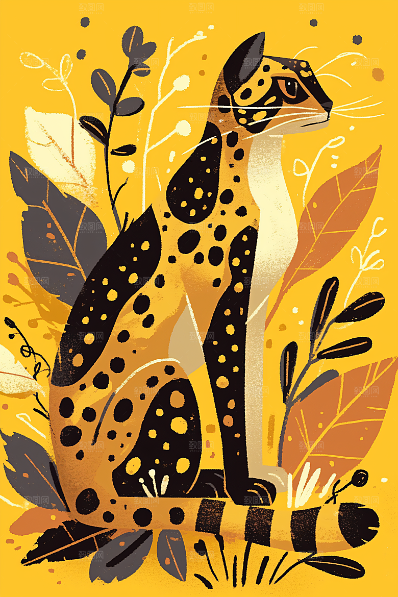 简约宠物绘本风猫咪狗狗插画