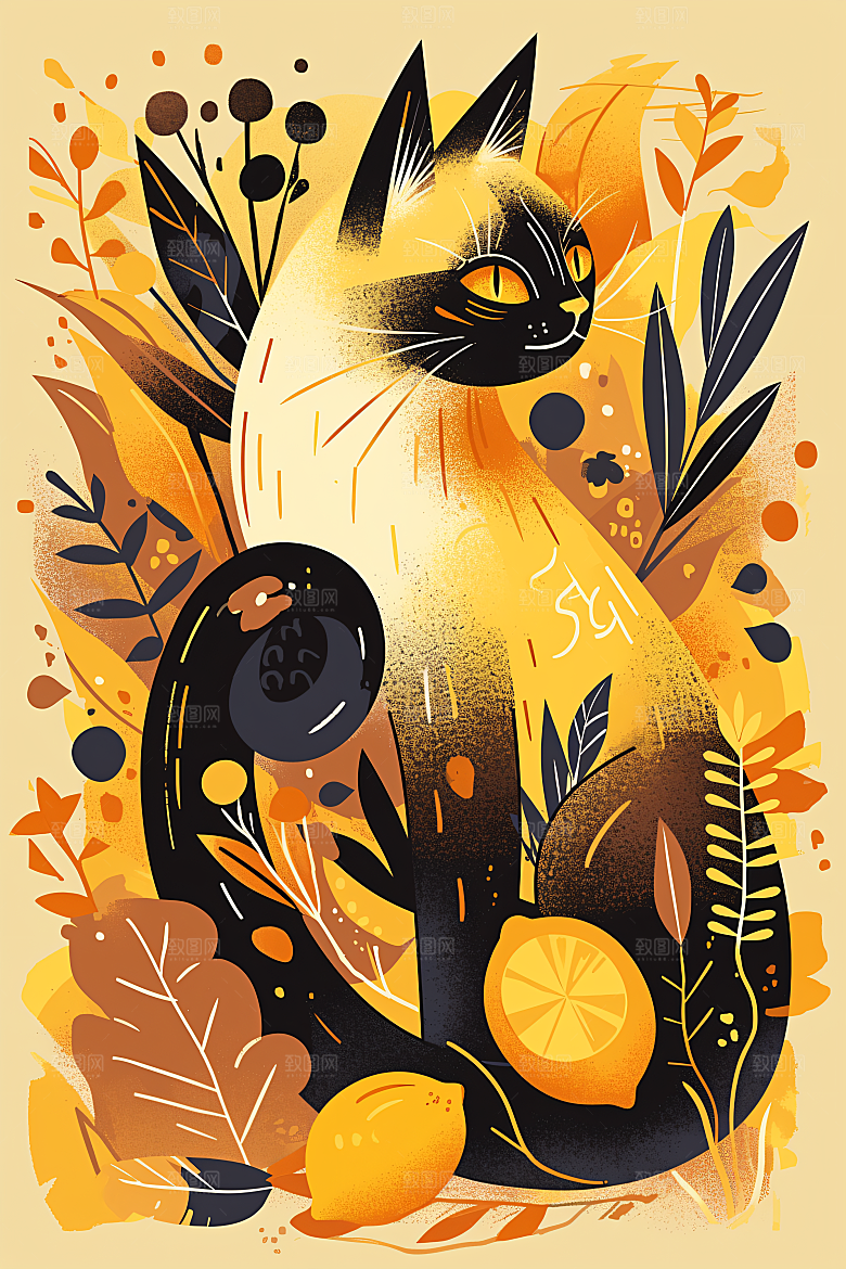 简约宠物萌宠猫咪狗狗插画