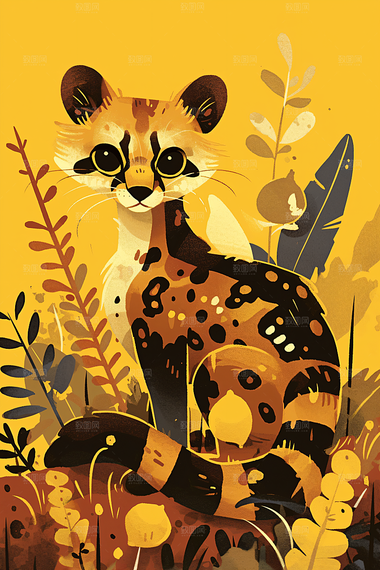 简约宠物猫咪狗狗绘本风插画
