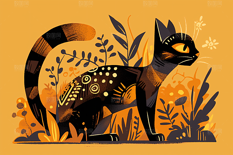 简约宠物绘本风彩色插画