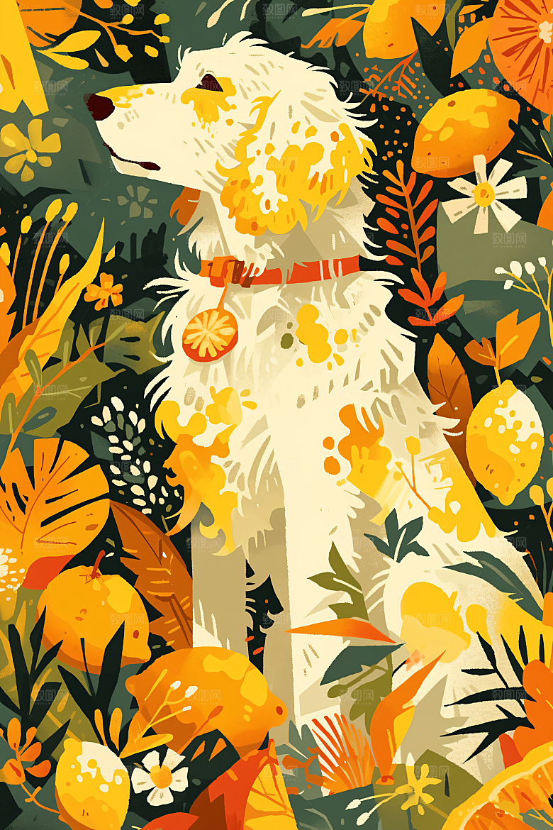 简约宠物自然猫咪狗狗插画