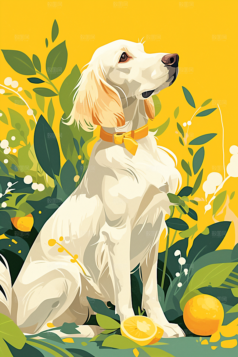 简约宠物彩色猫咪狗狗插画