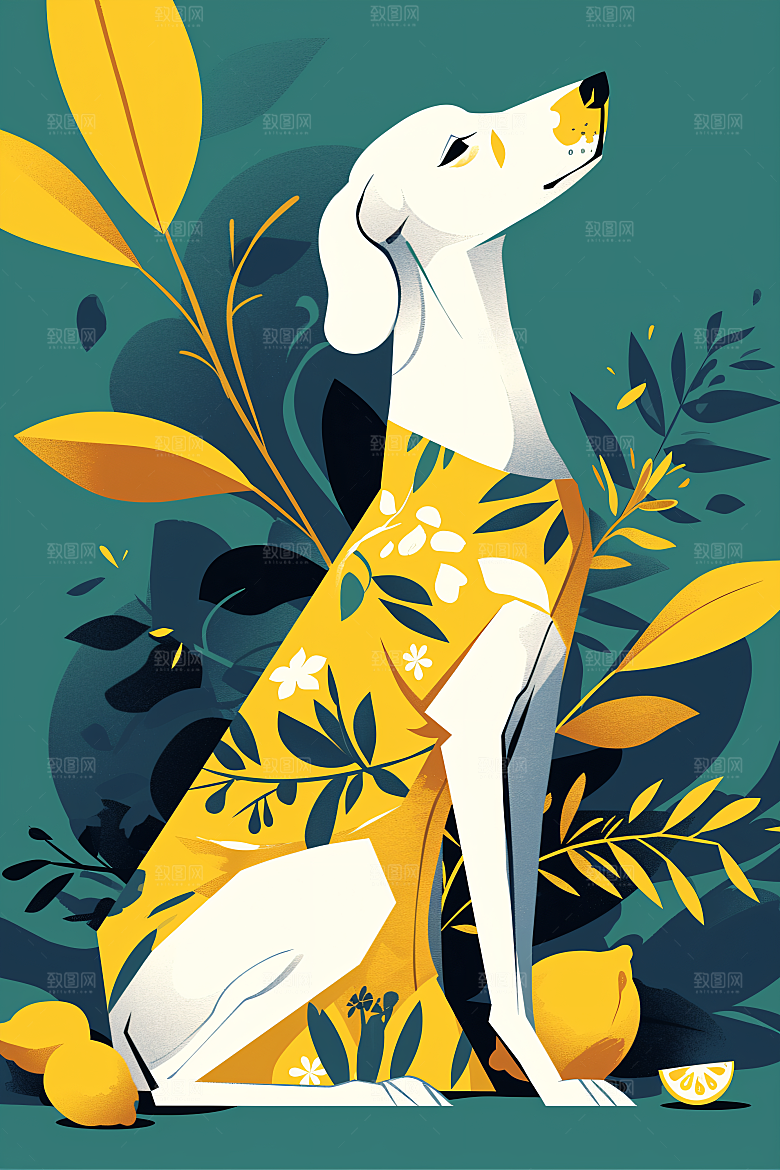 简约宠物彩色自然插画